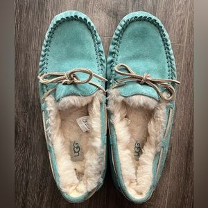 Blue Ugg moccasin slippers size 9